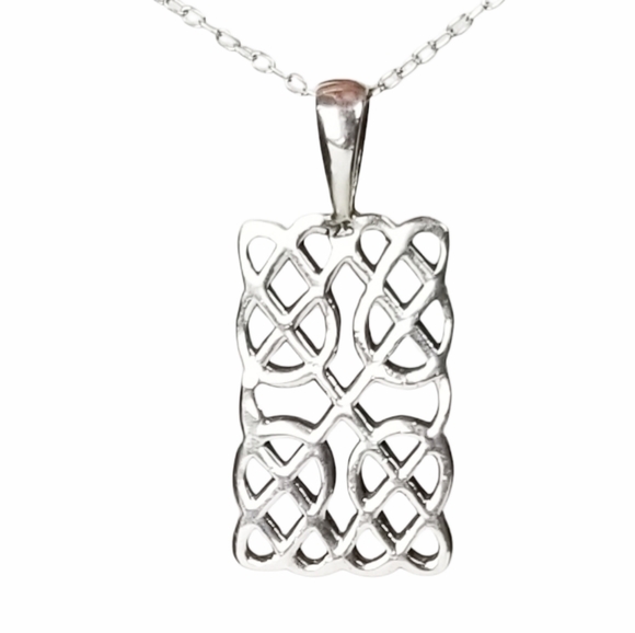 Sterling Silver Celtic Knot Pendant Necklace EUC - Picture 2 of 12